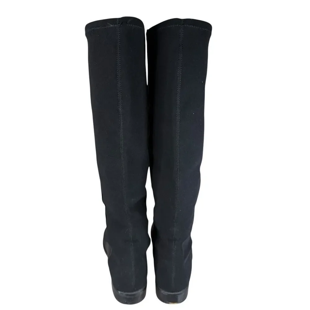 Stuart Weitzman 5050 Over The Knee Boots Black Leather Stretch Back US 6
